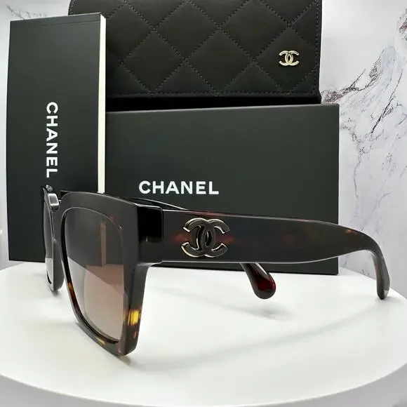 New CHANEL Sunglasses Brown Butterfly Gold Polarized Brown Lens - Picture 4 of 16